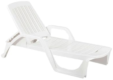 milani home - lettino prendisole, policarbonato, pieghevole con ruote, bianco