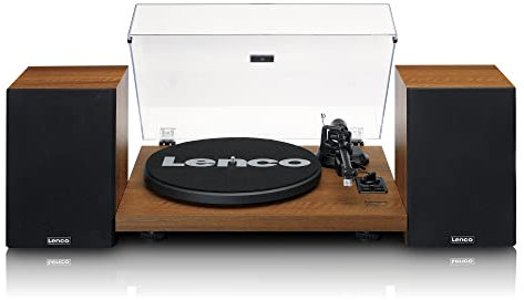 Lenco LS-480 Hi-Fi Plattenspieler mit Bluetooth - Mit externen Lautsprechern 2 x 30 W RMS - Riemenantrieb - Vorverstärker - MDF-Gehäuse - braun