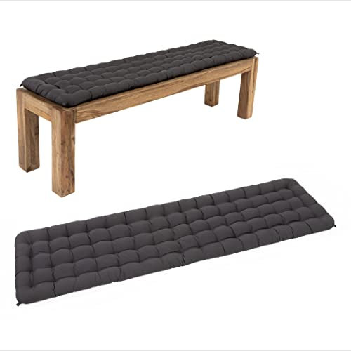HAVE A SEAT Living - Bankauflage 160x40 cm - Bequeme Sitzauflage Bank, 5 cm Dick - Waschbar bis 95°C, Orthopädisch, Wetterfest - Made in Germany (160x40 cm, Grau/Anthrazit)