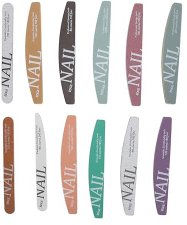 Lima per Unghie a Mezzaluna, 12 Pezzi, Lucidante, Lucidante, con Grana Lucida, per la Cura delle Unghie, con Lavabile, Riutilizzabile, Versatile, Applicazione per Tutti idi