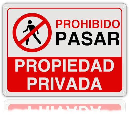 LEIASA Cartel Prohibido el Paso - 28x21 cm - Reflectante - Grosor 0.8 mm - Cartel Propiedad Privada