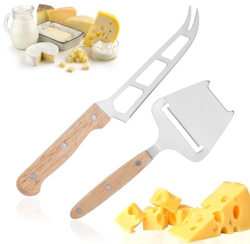 Set di coltelli da formaggio e affettatrice per formaggio, in acciaio inox, per formaggio, formaggio duro e parmigiano