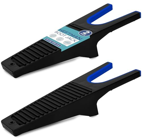 HEFTMAN Stiefelknecht für Gummistiefel - 2er-Pack Robuster Boot Jack, Stabiler Stiefelanzieher aus Kunststoff - Stiefelknechte mit Schuhabstreifer zum Entfernen von Schlamm (Schwarz/Blau)