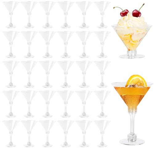 Mispudin Martini Gläser Plastik Wiederverwendbar, 30er Set, 150ml Klassische Martinigläser, Cocktailgläser Martini mit Stiel, Margarita Gläser Klare für Party, Hochzeit, Geburtstag, Jahrestag