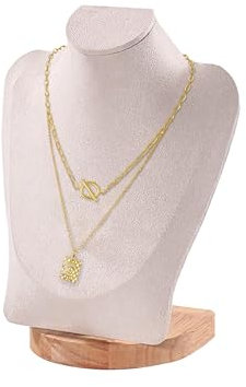 TINGSING Necklace Display Stand, 23cm Jewelry Mannequin Bust Display Stand Necklace Holder, 3D Jewellery Model Pendant Chain Organizer, Jewelry Showcase for Home, Boutique, Trade Shows,Beige