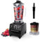 Gziztx 2 in 1 Blender and Smoothie Maker, 2L High-Speed Blender with 10 Speed Setting, 6 Powerful Blades in 2 Layers, 600ml Ginder for Beans and Spices