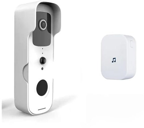Dörrtelefon. Smart videodörrklocka, wifi, vattentät, dörrkamera, trådlös, tvåvägsljudövervakning, ringsignal, 1080p Videodörrtelefon(White No Battery)