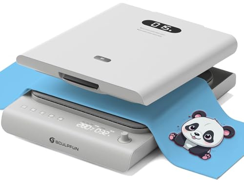 SCULPFUN Pressa a trasferimento automatica H1, pressione verso l'alto 15 x 15, stampa regolabile in 3 livelli, riscaldamento rapido e uniforme per magliette, DTF, HTV vinile e progetti di