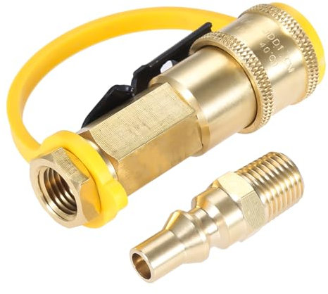Mtsooning 1/4 Schnellverschluss Kit Absperrventil und Voll Stromstecker für Propangas,Rechtsgewinde, Amerikanische Standard