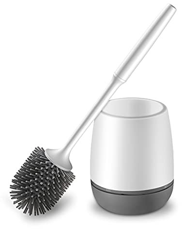 HEPAZ Escobillas de Inodoro,Escobilla de Baño, Escobillas WC con Soporte， de Silicona Limpias y Secado Rápido Kit, de Limpieza Profunda Cepillo para Inodoro