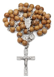 Chapelet catholique Cadeau pour femmes et hommes, béni pendant l'Angélus du pape, perles d'olivier et médaille du Saint-Esprit