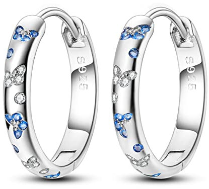 Parmuz Creolen aus 925er-Sterlingsilber für Damen Schmetterling groß, klein, Huggie, verschiedene hypoallergene, modische, trendige Ohrringe, Schmuck für Geburtstagsfeier