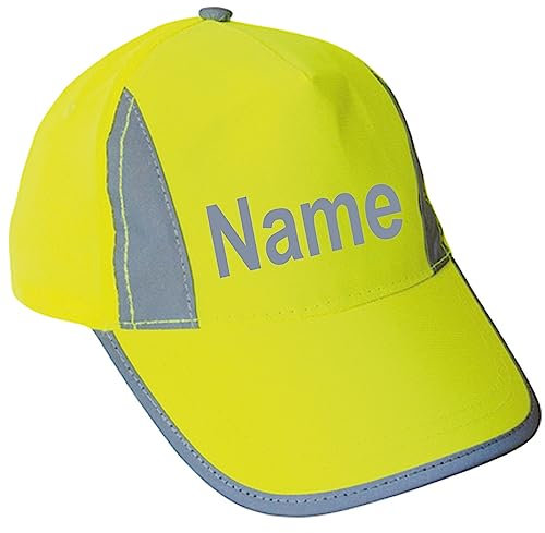 Elefantasie Kinder Warnschutz Cap mit Namen oder Text personalisiert Cap gelb Einheitsgröße