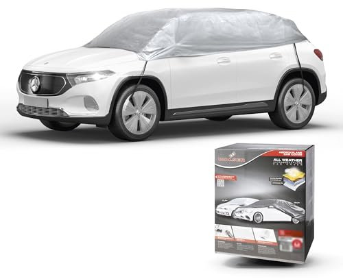 WALSER Bâche de protection pour voiture All Weather, 100% bâche voiture imperméable, housse voiture imperméable, Bâche de voiture demi-Bâche taille L argent
