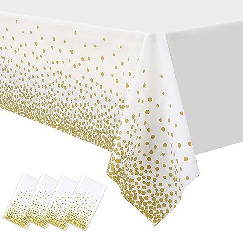 Einweg Tischdecke, 4 Stück Tischdecke Geburtstag, Dot Tischdecken wasserdichte Einweg Tischdecken Rechteckig Tischtuch Geeignet für Party Picknick Geburtstag Jubiläum(274 * 137CM)