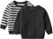 Tearfuty Baby Boys Long Sleeve T Shirt Black + Striped Long Sleeve Top Pack of 2