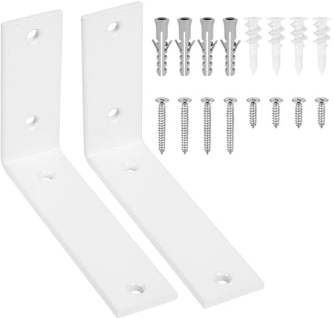 2 Soporte Estanteria Pared Blanco, Soporte Baldas Pared Metalica, Soportes para Estanterías, Soportes Flotantes para Estantes, Escuadras para Estanterias, Soporte para Baldas de Madera, 150x100x38mm