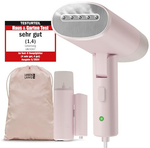 LEBENLANG Steamer Dampfglätter Reise - Kompakt Faltbar & Inkl. Reise Set I Dampfbügler für Dampfglätten Bügeln im Urlaub I Mini Garment Steamer Hand Reisesteamer handheld Steam Iron portable Steamer