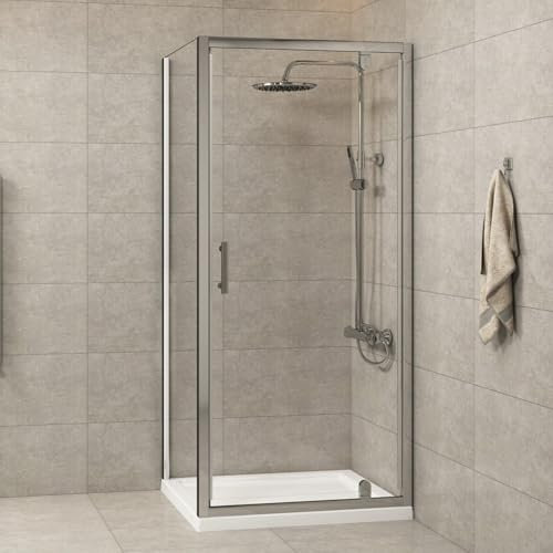 700 x 700 Square Pivot Door Shower Enclosure 6mm Safety Tempered Glass Reversible with Side Panel Shower Cubicle Screen