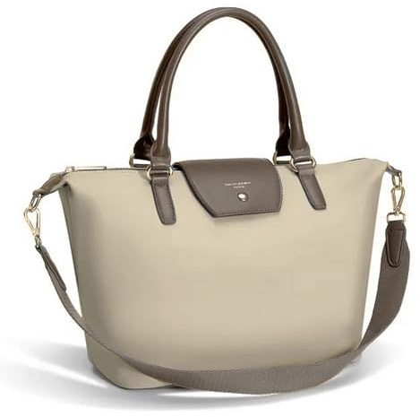 David Jones - Borsa a spalla da donna in nylon impermeabile - Borsa a mano, a tracolla - Shopping bag a grande capacità - Borsa a spalla, a tracolla, casual per lavoro, viaggio, beige., taglia unica