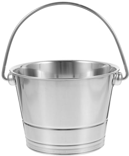 Homoyoyo Cubo de acero inoxidable de 1 l, robusto cubo de metal con asa, ideal como cubo de hielo o enfriador de vino para fiestas, bodas y fiestas de verano, color plateado
