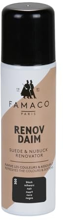 Famaco Aérosol Rénovateur Daim & Nubuck Noir – Spray Ravive Couleur – 200 ml