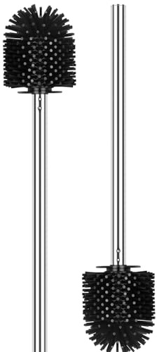 EINESIN 2 Stück klobürste Silikon, WC-Bürste Toilettenbürste Klobürsten Ersatz-Bürste mit Edelstahlstiel, Ø 7 cm, Schwarz