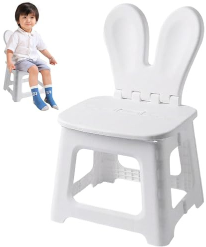 Rachlicy Silla para niños para niños Plegables Taburete de plástico Plegable con Soporte de Orejas de Conejo
