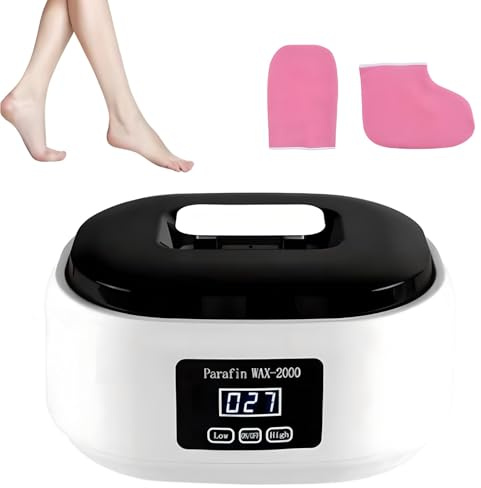 Calentador de Cera Eléctrico Portátil con Pantalla Táctil y Temperatura Ajustable, Baño de Cera de Parafina Para Manos y Pies Para Hidratación y Exfoliación en Casa White