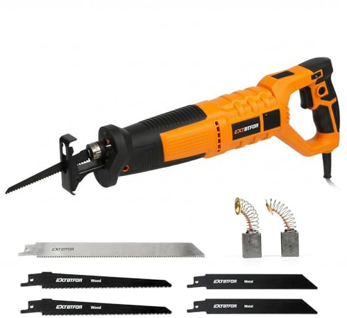 Extbtfor 850W Reciprocating Saw, Power Reciprocating Saw with Variable Speed,28MM Stroke Length Equipped with 5 Saw Blades for Wood,Metal Sheets and PVC Cutting