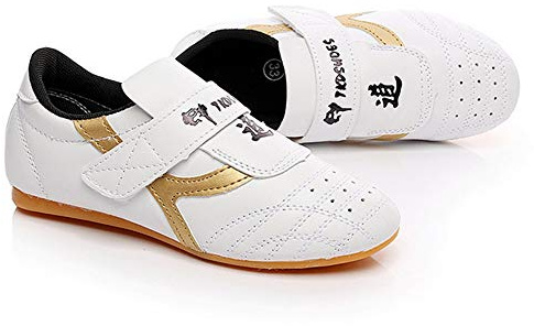 MENG Chaussures De Taekwondo Chaussures De Boxe De Protection Pied Vêtements Sports Arts Martiaux Sneaker Unisexe Respirant Kung Fu Tai Chi Chaussures for Enfants Adultes (Color : White, Size : 28)