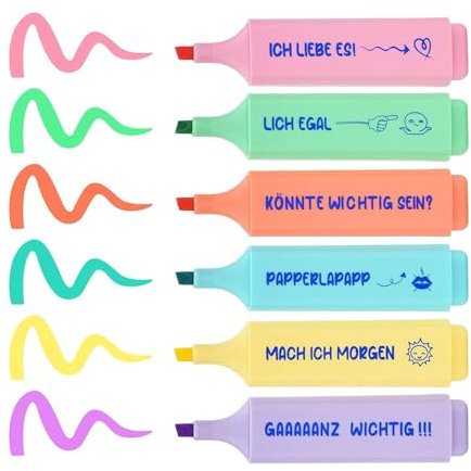 DealKits Lustig Textmarker Pastell Set, Glitzer Textmarker, 6 Stücke Textmarker Stifte, Highlighter Stifte, büro gadgets interessantes Geschenk für Studenten Lehrer und Kollegen