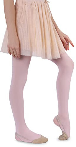 NOQ Mädchen Velours Strumpfhose 50 DEN Blickdichte Damen Invisible Toe Dance Gymnastic School Isadora, Rose 146/164 cm