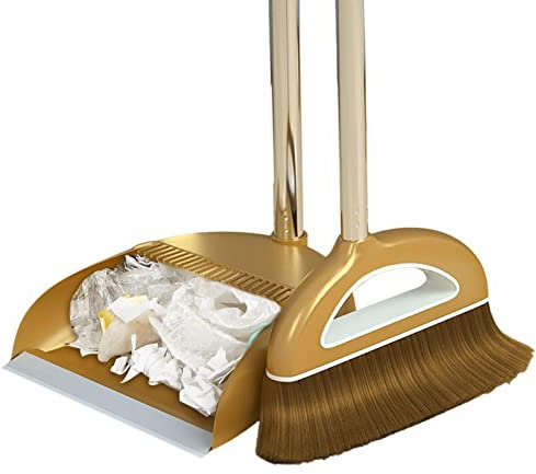 Yeeda Juego de escoba y sartenes - Juego de escoba y recogedor para el hogar - Juego de escoba y recogedor para la limpieza del suelo en casa, en la cocina, en la oficina, en el vestíbulo