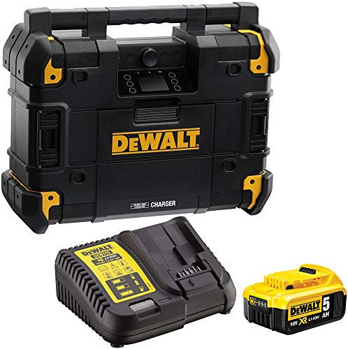 DEWALT DWST1-81079 18V Bluetooth DAB/FM/AM TSTAK Jobsite With 5.0Ah Battery & Charger