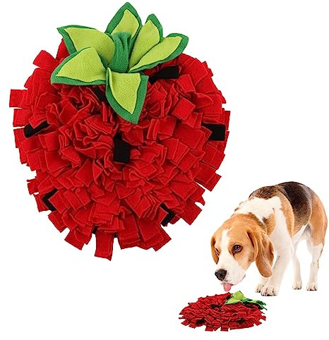 NINEFOX Snuffle Mat for Dogs, Pet Feeding Mats Puppy Sniffing Pad, Strawberry Shaped Snuffle Mat, Cat Doggies Interactive Toys for Multiple Breeds Training and Stress Release (Strawberry)
