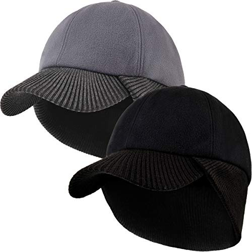 29 IYEBRAO Paquete de 2 gorras de béisbol de invierno con orejeras para hombres y mujeres, unisex, gorra de lana cálida, gorra completa de protección para las orejas, gorra de lana para exteriores