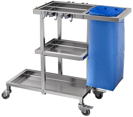 Hausmeisterwagen Reinigungswagen auf Rädern 3 Ebenen Große Kapazität Putzwagen Haushaltswagen mit 4 Rollen