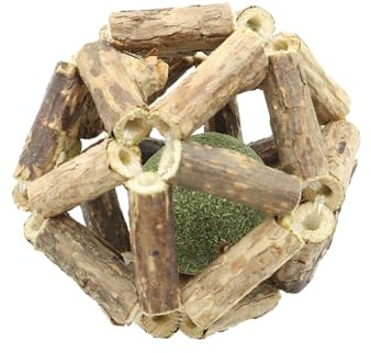Namvo Paquete de 2 bolas de hierba gatera, molienda de dientes, bolas de hierba gatera para gatos, bola rodante de madera natural, bolas interactivas para gatos, aumento del apetito y limpieza de la