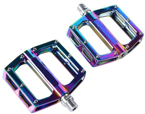 GBZIJIE Pedale Fahrrad,Fahrradpedale Öl Slick Mountain Bicycle Pedals MTB-Plattform Aluminium Rennradpedale Lager Anti-Silspe-Faltfahrradpedale Fahrradteile(Rainbow)