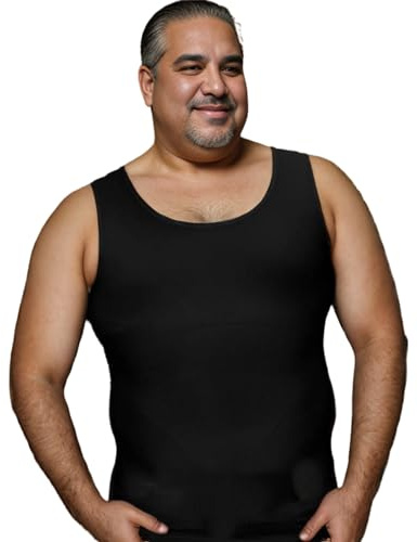 Henicepte herr gynekomasti kompressionsskjorta, kroppsformare bantande linne, magkontroll undertröja för män formkläder, Svart, 4XL