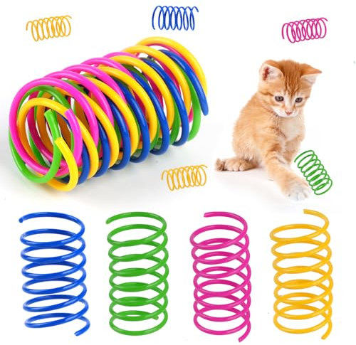 Moosono 60 Stück Bunte Spirale Katzenspielzeug, Interaktives Spielzeug für Katzen, Plastik Spiralen Katzenspielzeug Set, Neuheit Haustier Spielzeug Spiralfedern