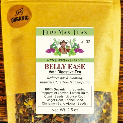 DIGESTIVE TEA for gas, bloating & weak digestion formulated by master herbalist Khabir - 100% Organic, non-GMO, no additives