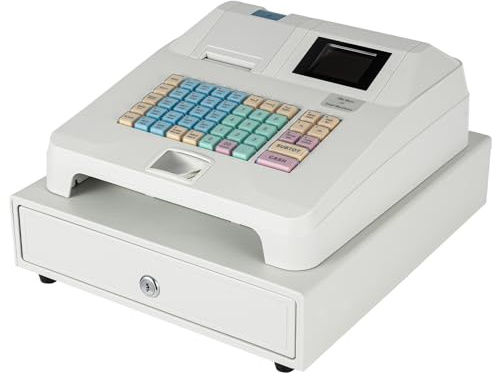 Electronic Cash Register, 48 Keys Commercial Electronic Cash Register, 8 Digital LED Display Multifunction Cash Register for Retail Restaurants