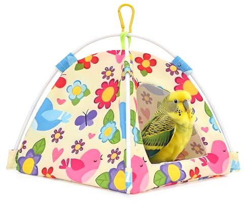All-Season Bird Bed & Nest Tent with Dual-Sided Mat — Compact Hammock Cage Accessory for Budgies, Lovebirds, Finches, Parrotlets & Small Birds (Medium)
