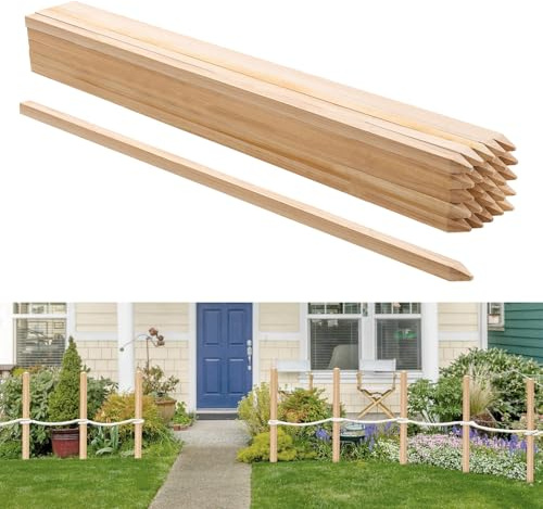 VEVOR Wooden Garden Stakes, 25 Pcs 36x0.75x0.75 in Survey Grading Stakes, Garden Ground Stake with Sharp Point, Fir Wood Plant Support Stake, Sign Posts for Silt Fence Backyard Boundaries Baselines