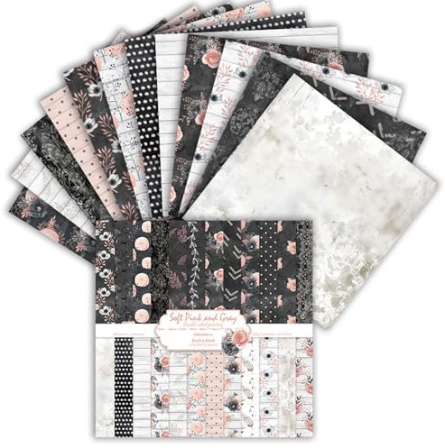 24 Feuilles Papier Scrap Double face, 15,2 x 15,2cm, 24 Designs Papier pour Scrapbooking, à Motif Papiers, Papiers décoratifs pour Fournitures de journal intime (Noir et Blanc, 6 Inch)
