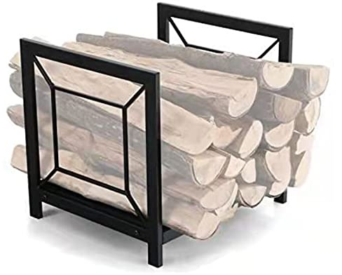 CWCQGH Portalegna da Esterno con staffe in Metallo per riporre Piccoli Ripiani in Legno, Colore Nero, Ideale per caminetti e per l'organizzazione del Cortile.