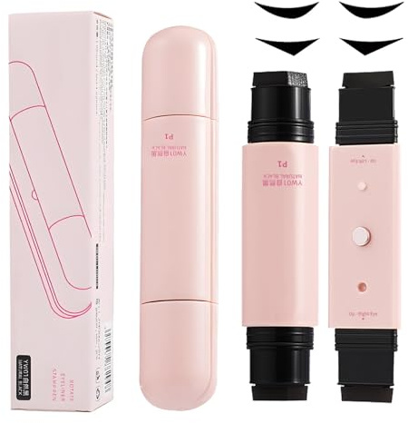 Dual-Ended Stamp Eyeliner Pen in Natural Black - Waterproof Smudge-Proof Gel Formula for Precise Cat-Eye Lines, Fine Brush and Stamp Tip for Quick Symmetrical Winged Liner Application, Long-Lasting