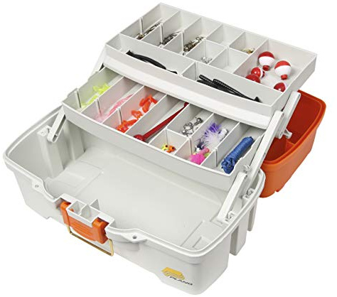 PLANO Let's Fish Two-Tray Tackle Box,Fishing Tackle Organizer, Portable Storage Organizer, Tool box, Small parts, Removable Trays, Fishing, Beading, School or Office Supplies or Crafting Materials